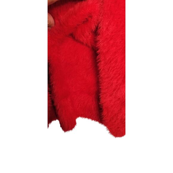 4171) Bar III Red Fuzzy Slightly Cropped Pullover Nylon Sweater Large - Picture 6 of 8